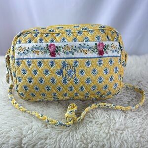 Vintage Vera Bradley Cross Body Hipster Bag Purse Yellow Floral